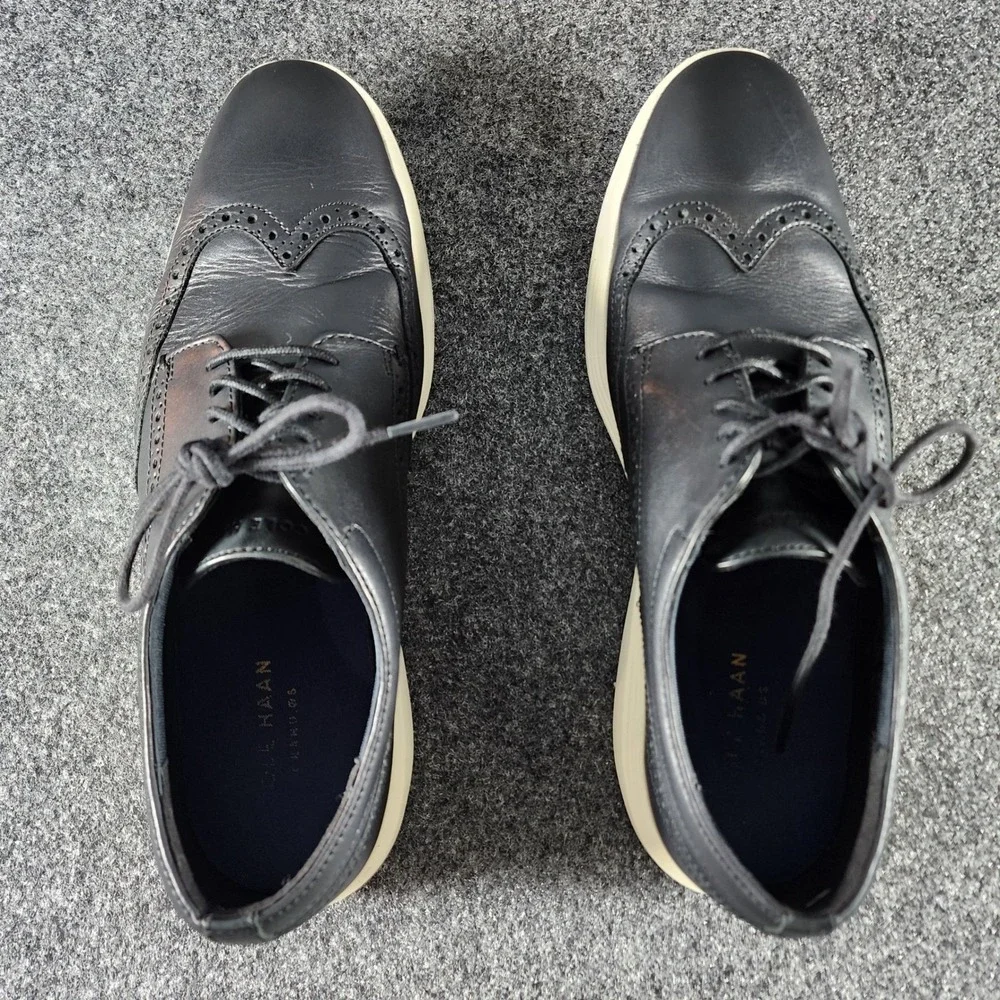 Cole Haan Grand.OS ZeroGrand Mens Black Leather Wingtip Oxford Shoes 11.5M - Picture 7 of 9